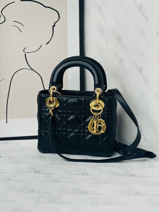 Lady Dior Mini in Black GHW