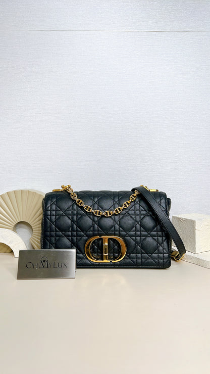 Dior Medium Caro Bag in Black GHW