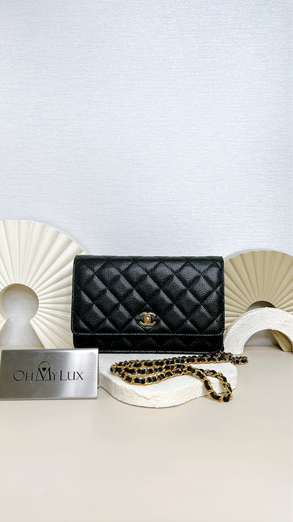 Chanel Caviar CC Turnlock WOC in Black GHW