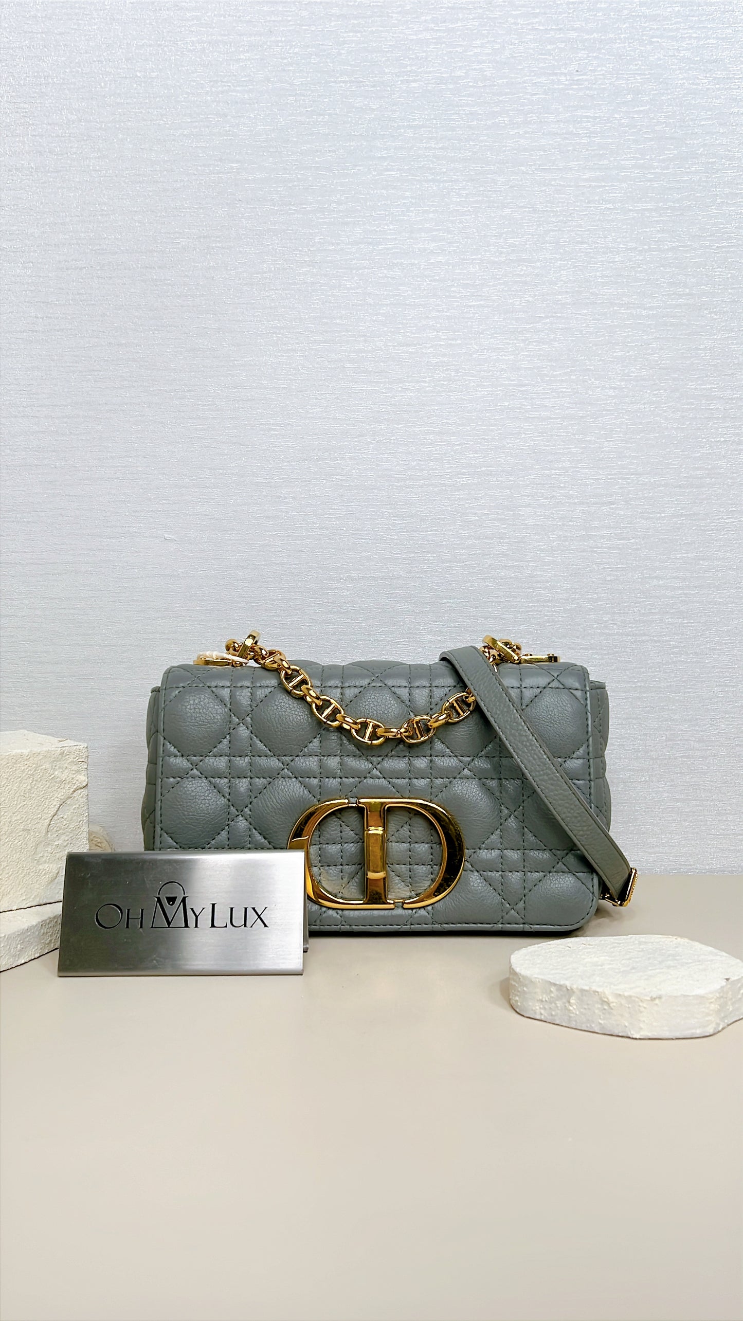 Dior Small Caro Cannage Calfskin in Light Blue