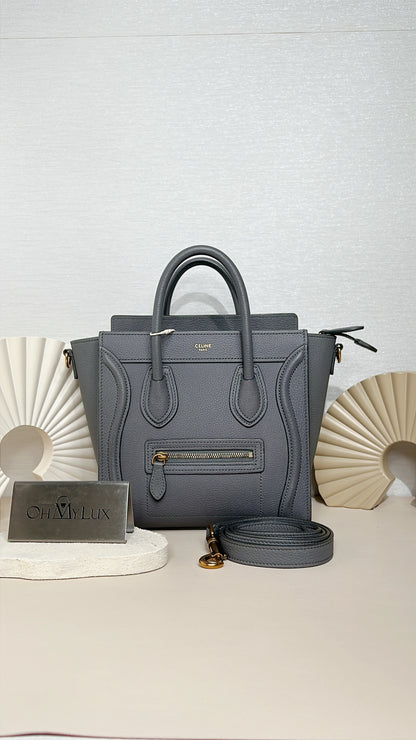 Celine Nano Luggage in Grey