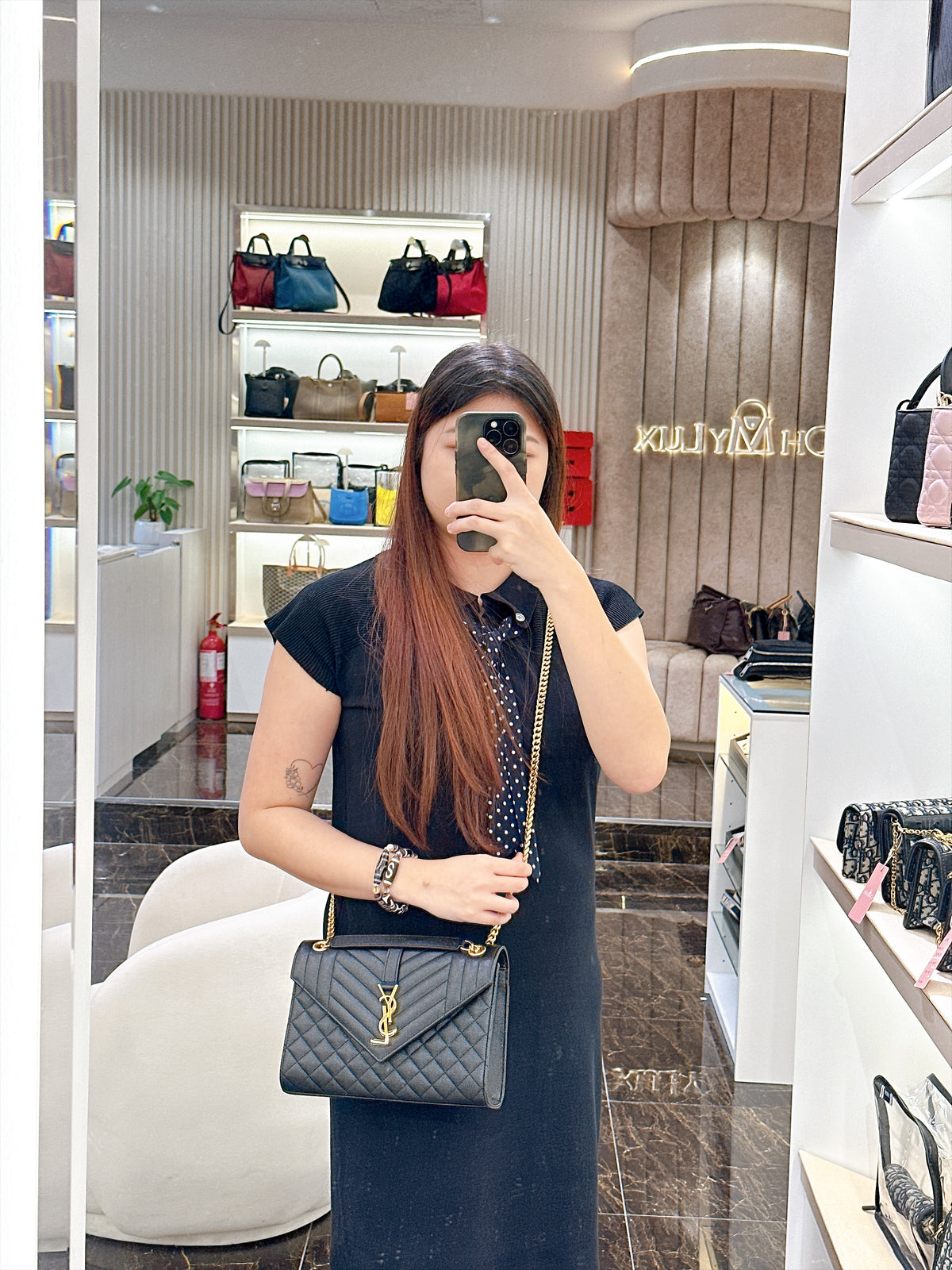 YSL Envelope Medium in Black GHW