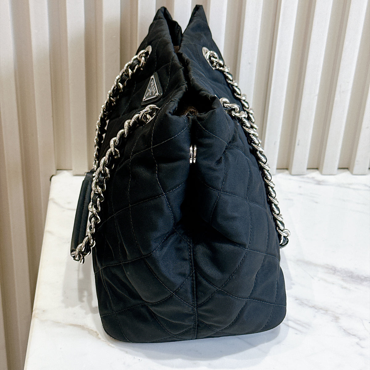 Prada Quilted Tessuto Nylon Chain Shoulder Tote