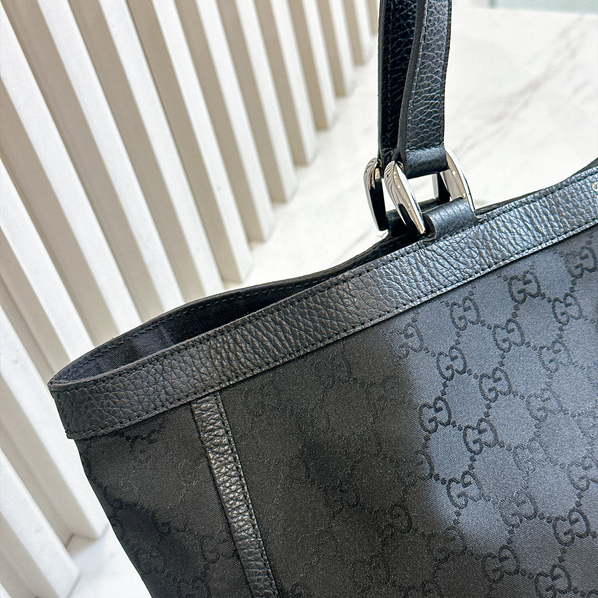 Gucci Black GG Canvas Abbey D-Ring Tote Bag