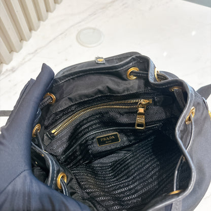 Prada Black Nylon and Leather Backpack