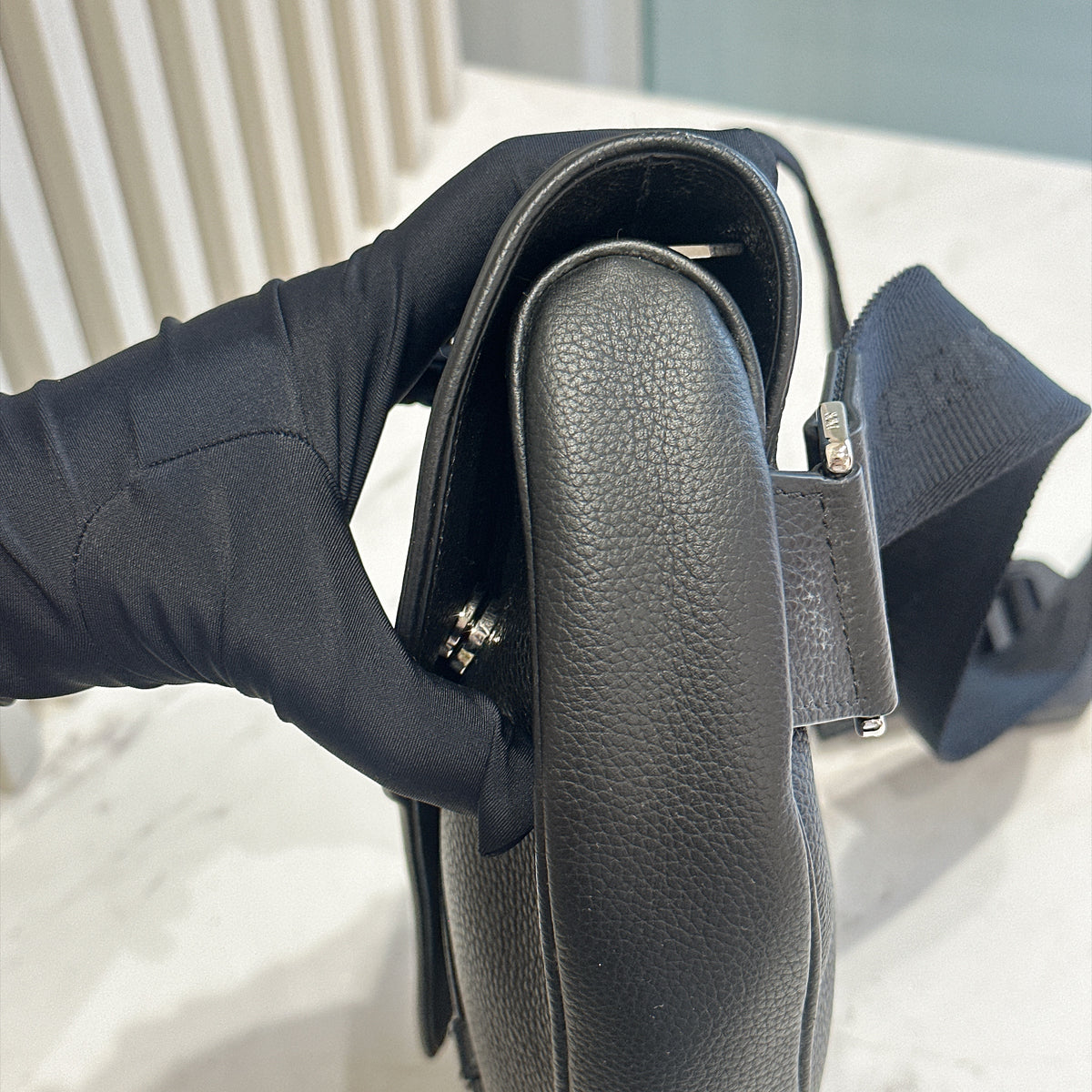 Dior Saddle Maxi in Black Grained Calf Leather