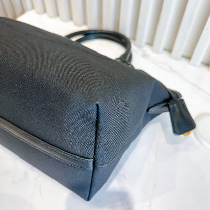 Prada Logo Jacquard Black Canvas Satchel Tote