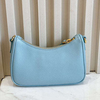 Prada 3 in 1 Hobo Bag in Blue Saffiano