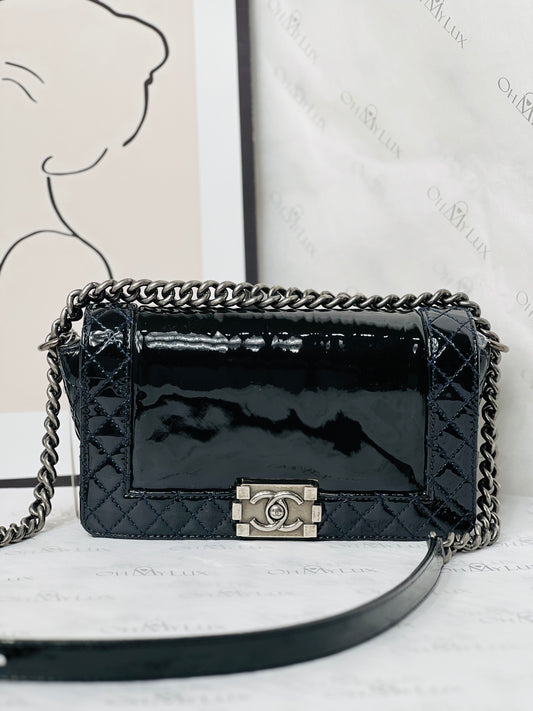 Chanel Boy Patent Reverso Boy Flap
