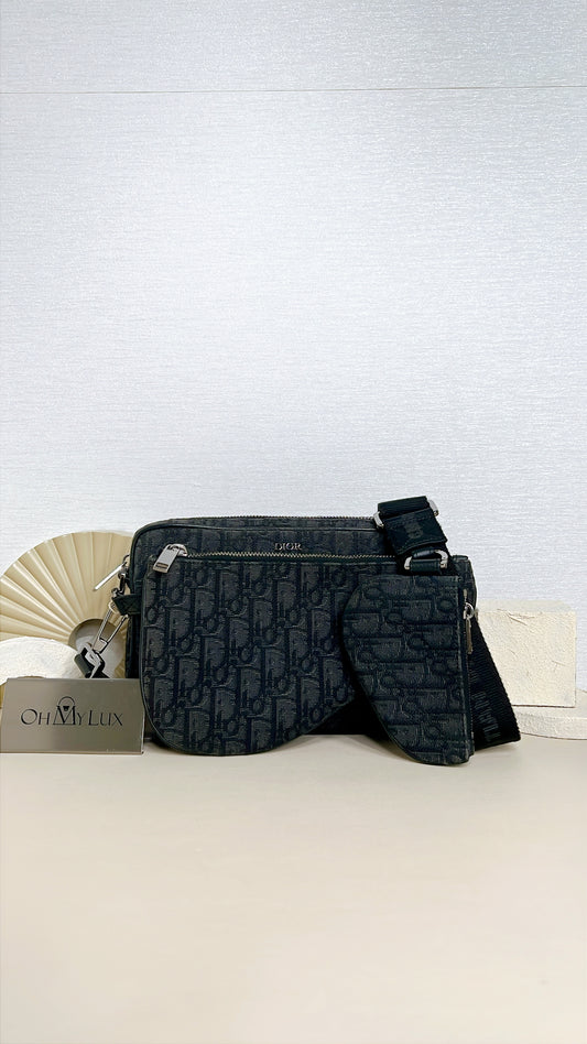 Dior Saddle Triple Pouch Black