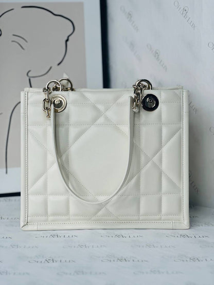 Dior Tote Bag Essential Archi Cannage White