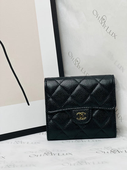 Chanel Classic Trifold Wallet in Black GHW