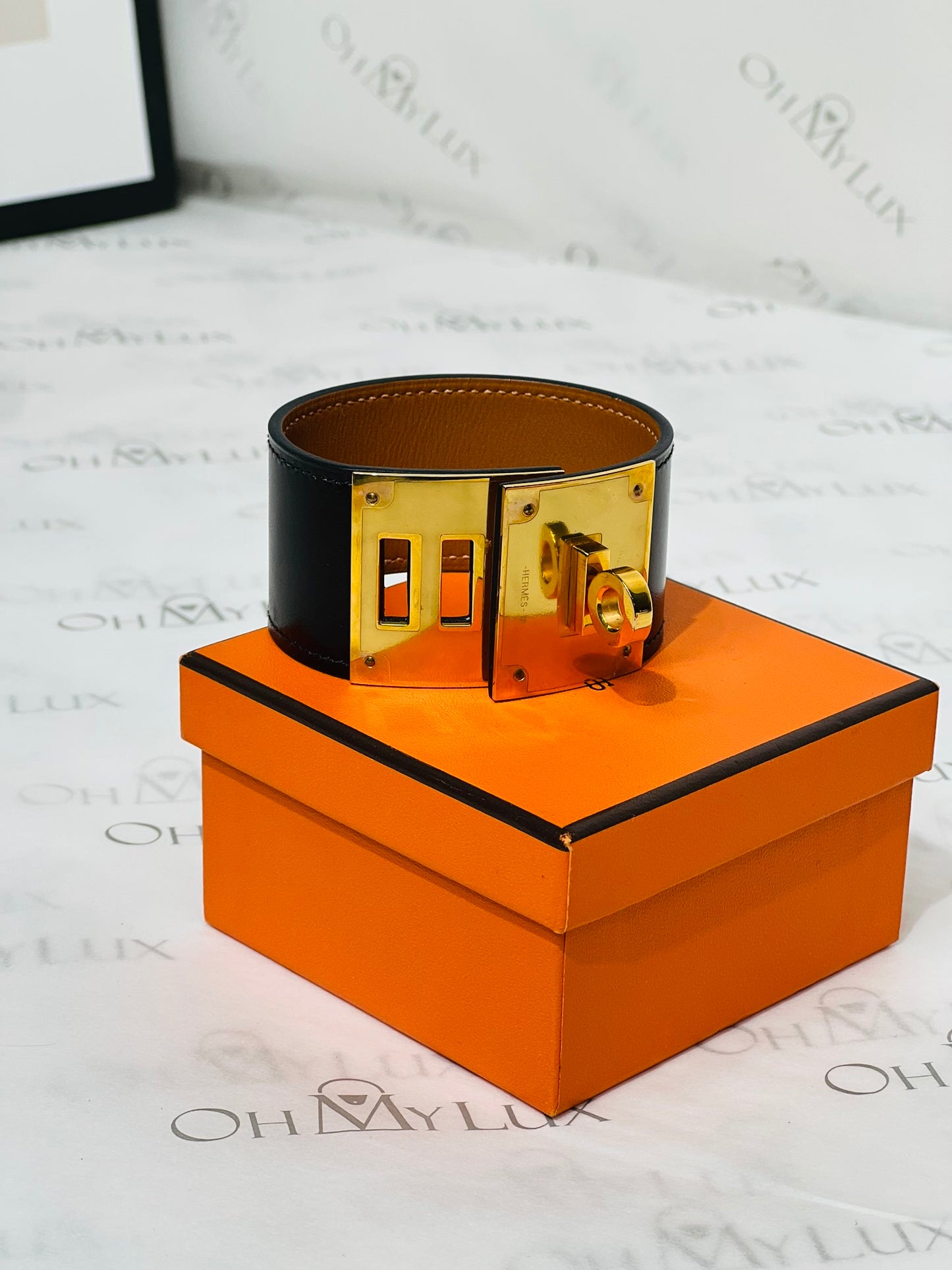 Hermes Kelly Dog Bracelet In Black