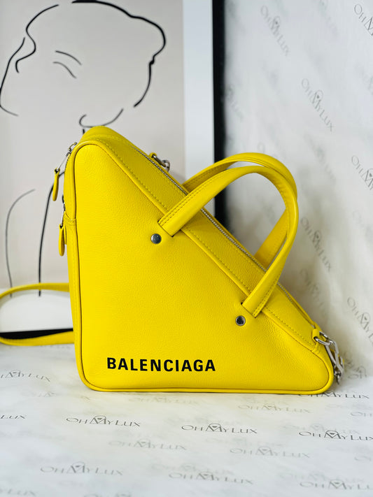 Balenciaga Small Triangle Duffle Bag In Yellow