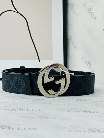 Gucci Supreme Canvas G Logo Belt in Black SHW