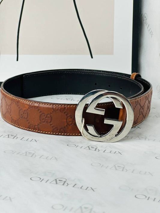 Gucci Supreme Leather G logo Belt in Brown SHW