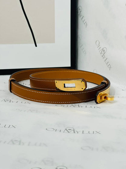 Hermes Kelly Epsom Belt in Gold GHW