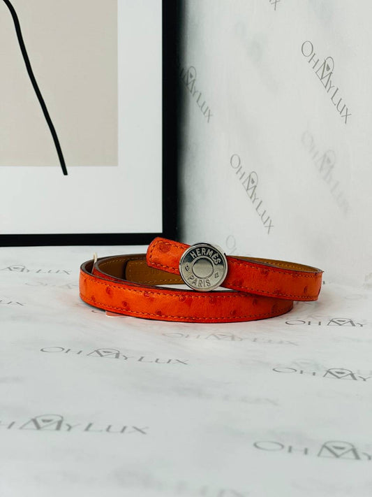 Hermes Ostrich Belt in Orange SHW
