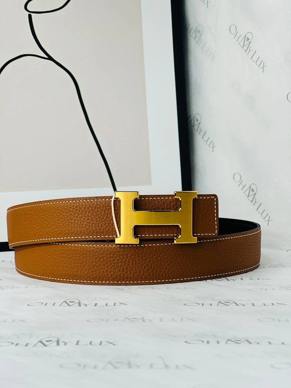 Hermes H Belt Reversible in Brown