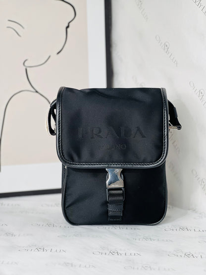 Prada Re Nylon Flap Messenger Crossbody