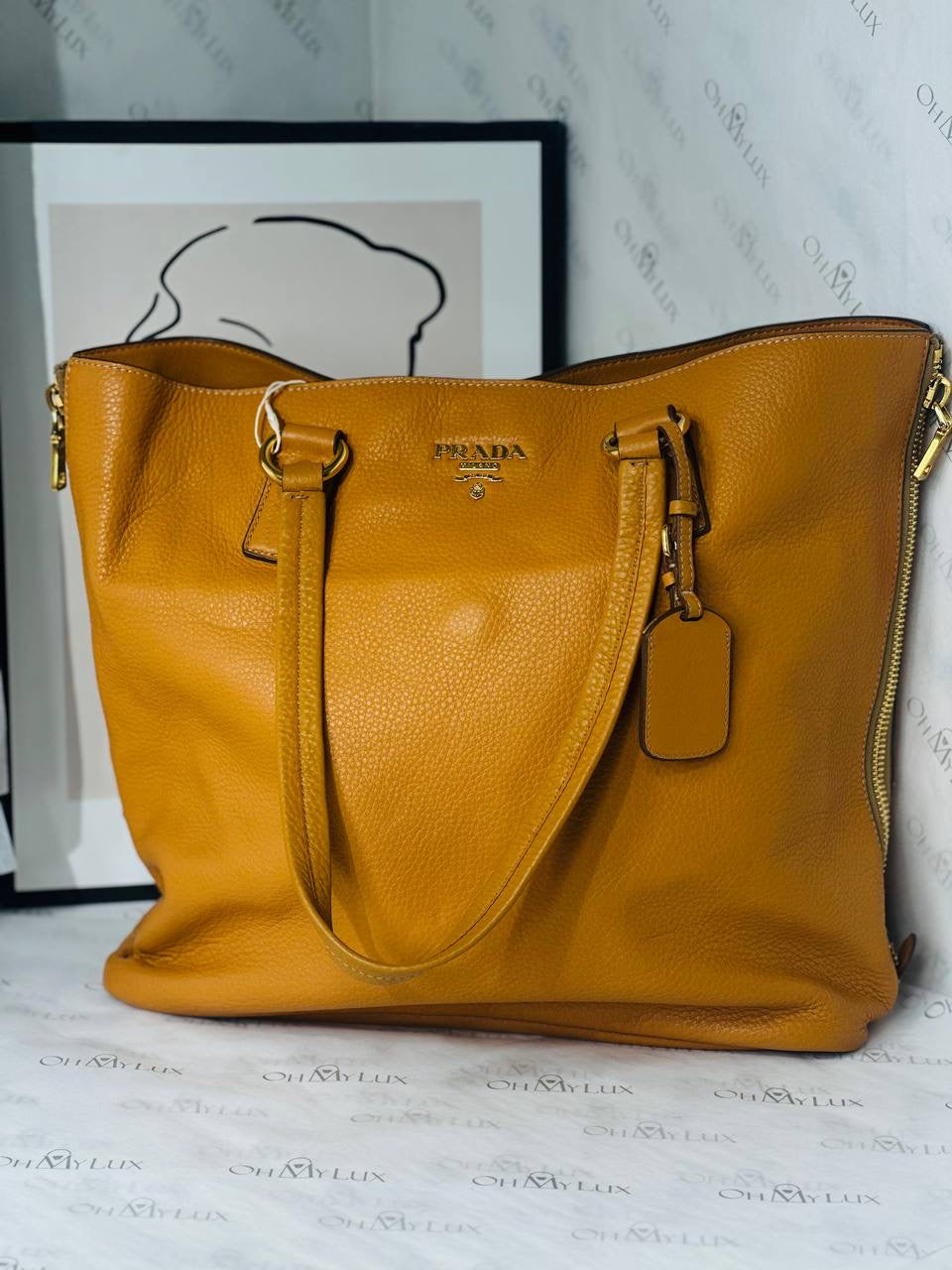 Prada Vitello Daino Leather Side Zip
