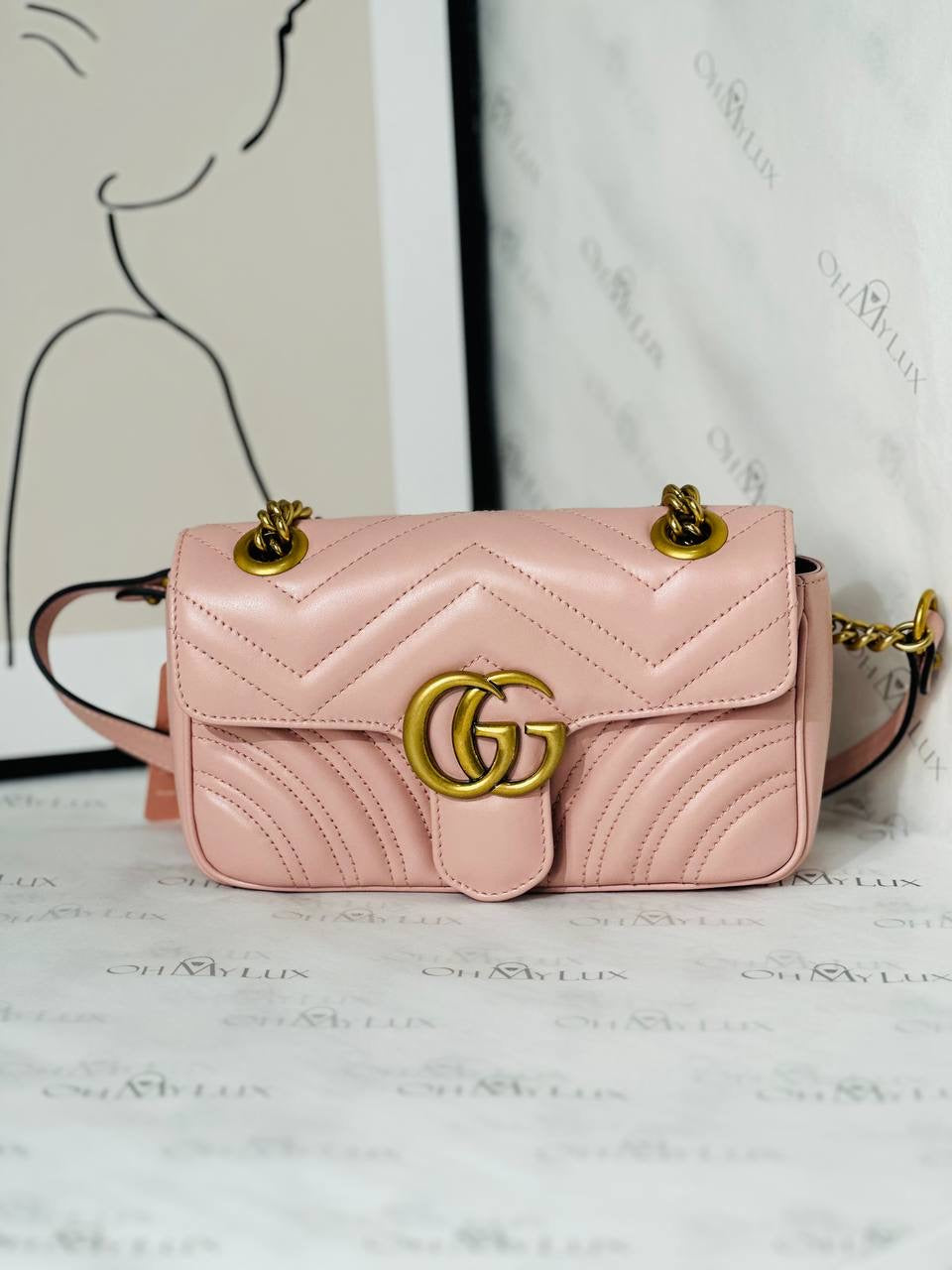 Gucci Marmont Mini in Pink GHW