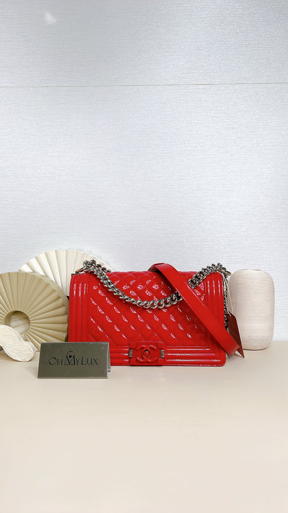 Chanel Boy Patent Calfskin Quilted Medium
