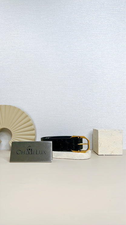 YSL Crocodiler Embossed Belt in Black
