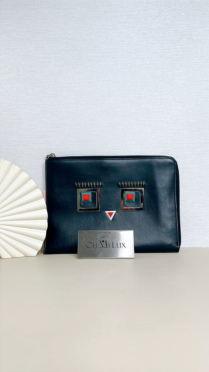Fendi Studded Face Clutch