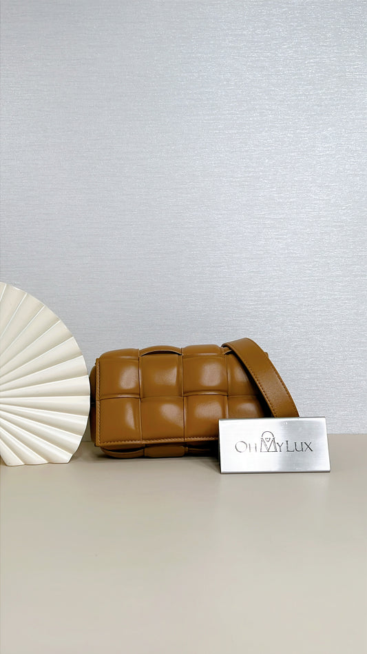 Bottega Veneta Padded Cassette Belt Bag in Caramel