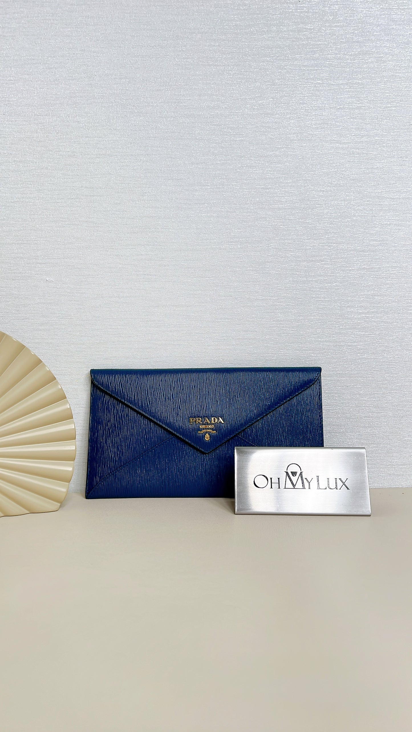 Prada Blue Saffiano Envelope Wallet