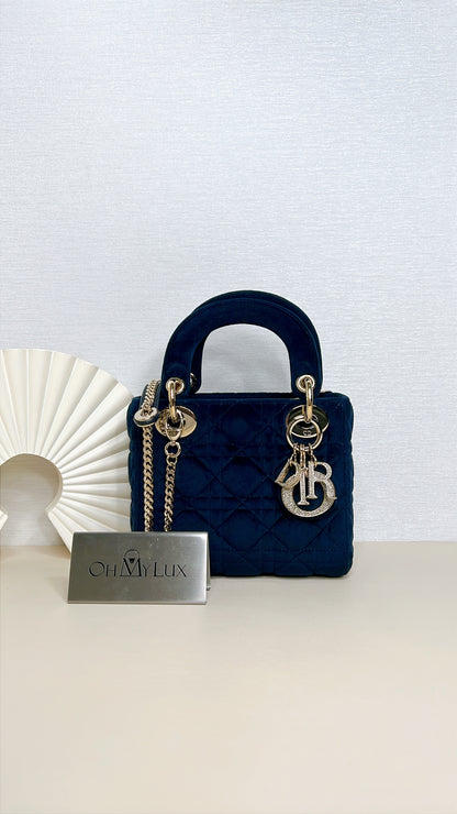 Lady Dior Mini in Blue Velvet