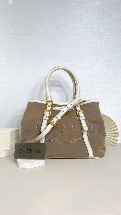 Prada Jacquard Logo Tote Bag