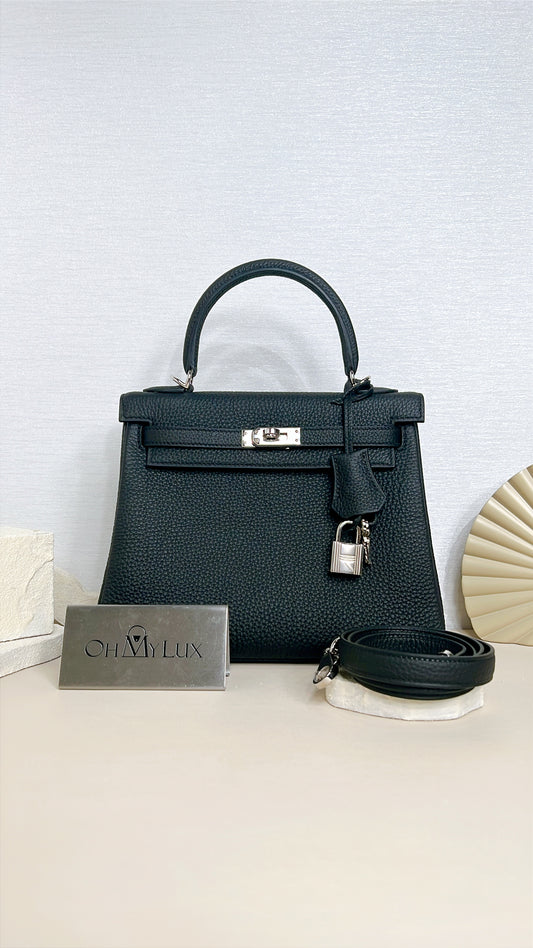Hermes Kelly 25 Togo in Noir PHW