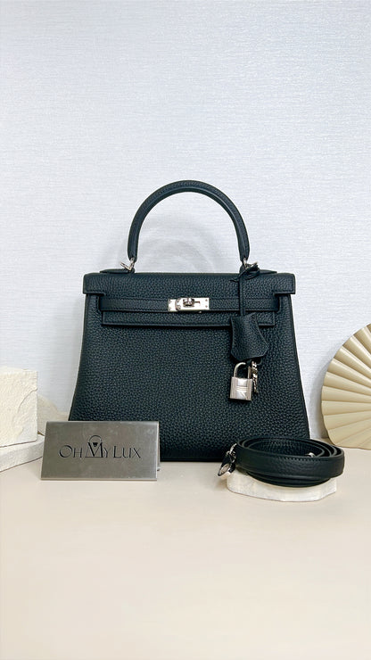 Hermes Kelly 25 Togo in Noir PHW