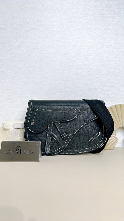 Dior Saddle Messenger Bag in Black Calfskin