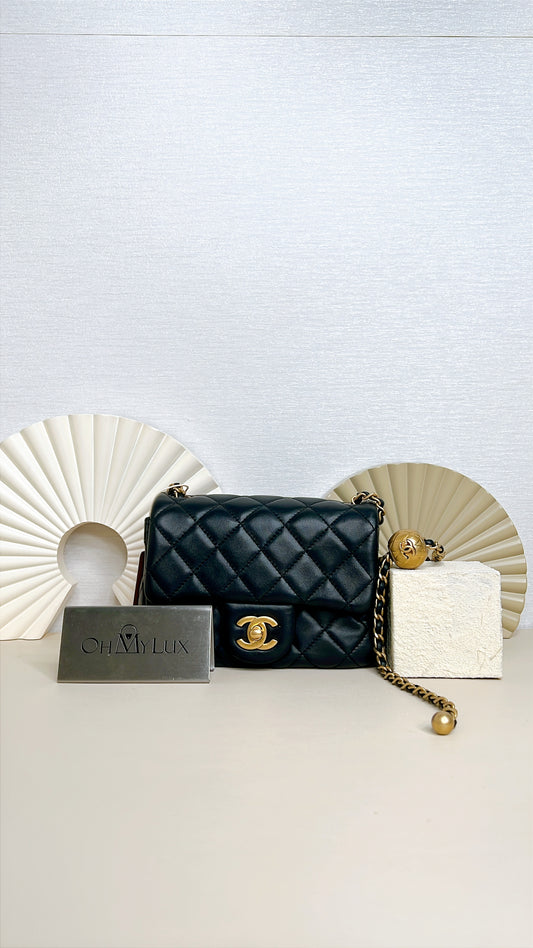 Chanel Mini Square in Black with Pearl Crush