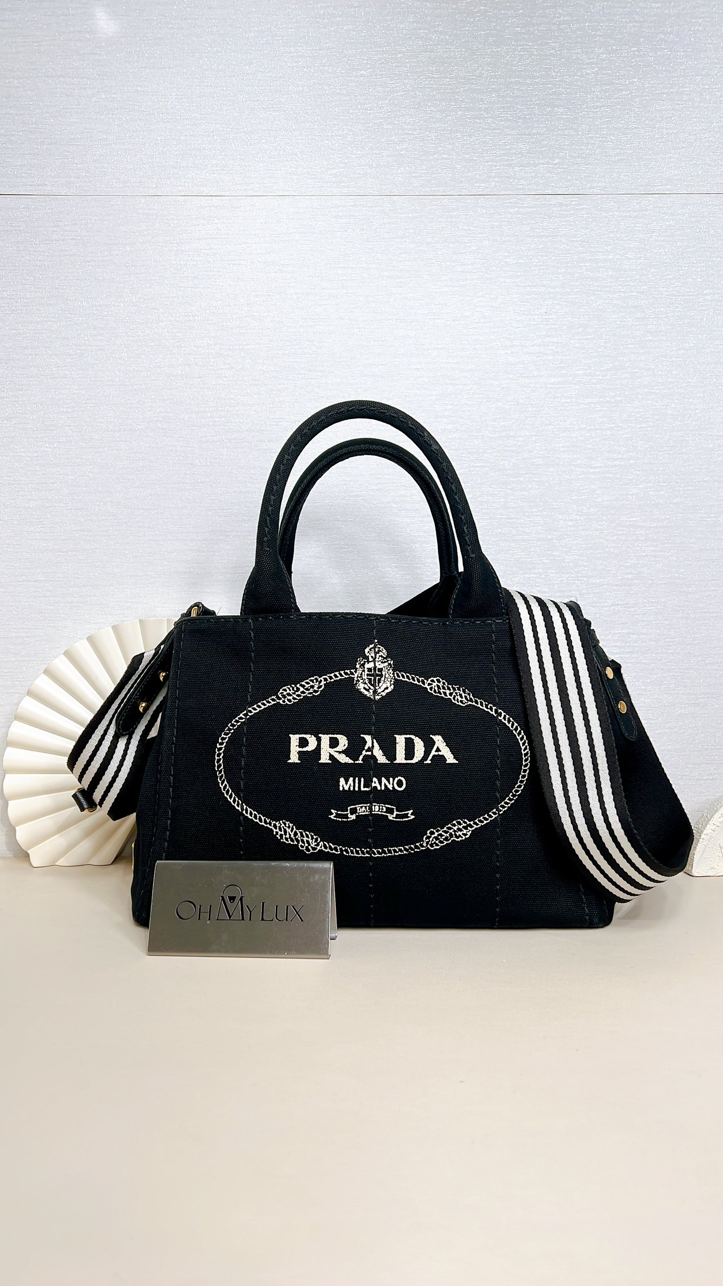 Prada Canapa Tote Small in Black