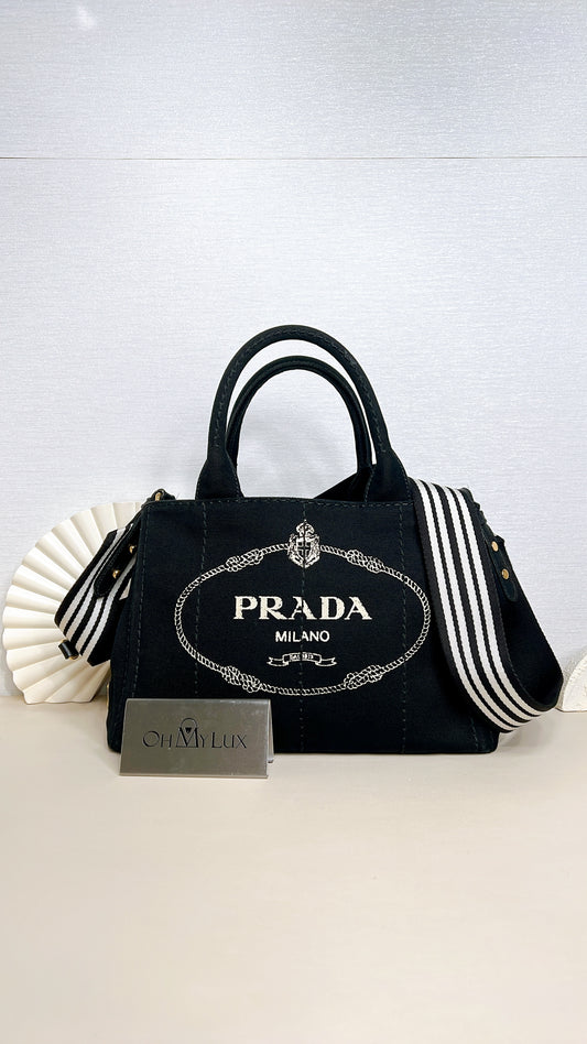Prada Canapa Tote Small in Black