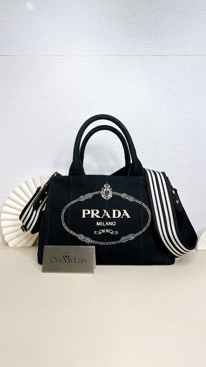 Prada Canapa Tote Small in Black