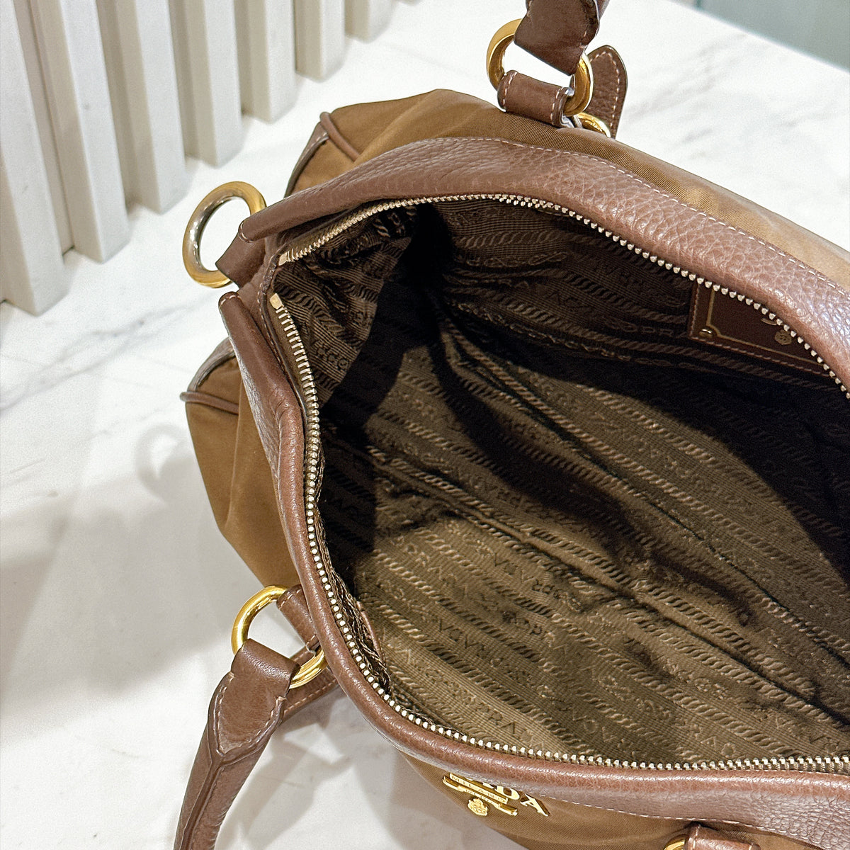 Prada BN2032 Tessuto Nylon & Soft Calf Leather Trim