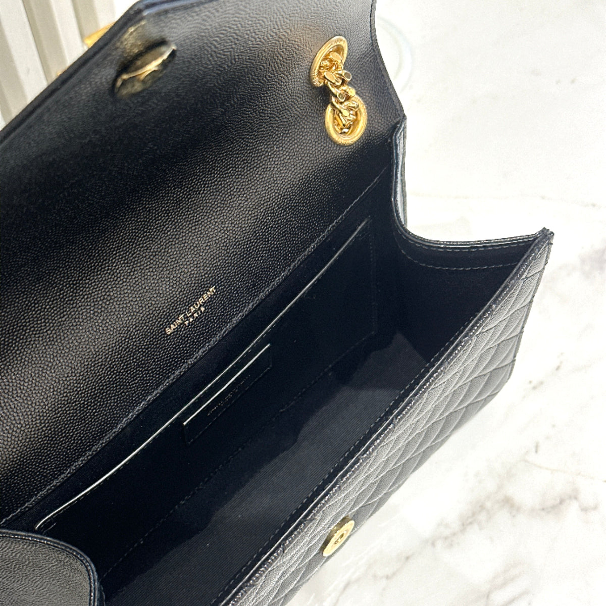 YSL Envelope Medium in Black GHW