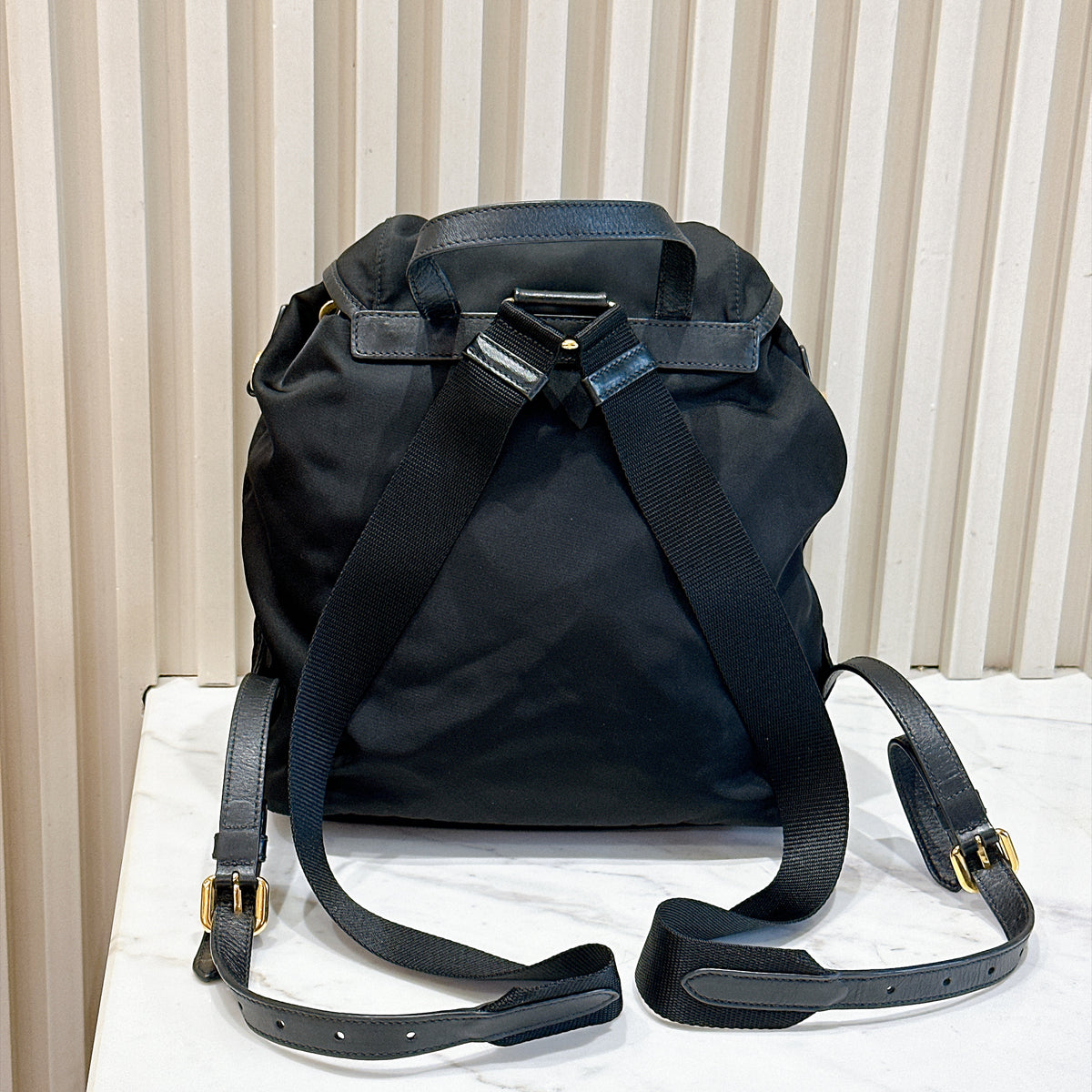 Prada Black Nylon and Leather Backpack