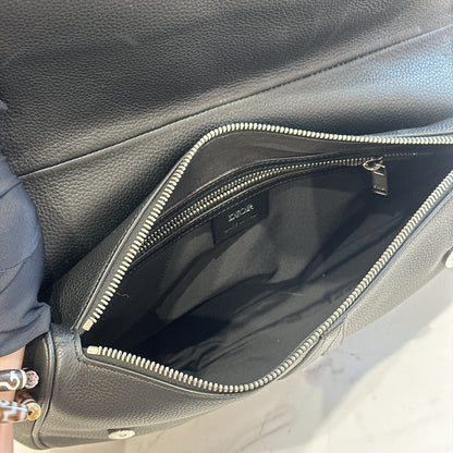 Dior Saddle Maxi in Black Grained Calf Leather