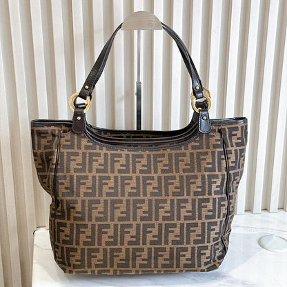 Fendi Zucca Print Canvas and Leather Tote / Chef Bag