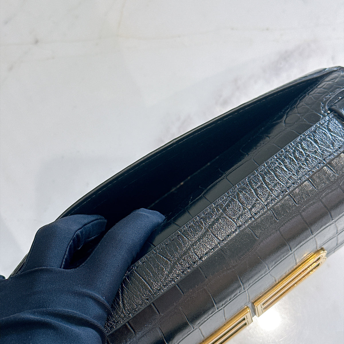 Balenciaga Gossip Small in Black Crocodile Embossed Calfskin
