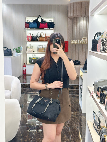 Prada Quilted Tessuto Nylon Chain Shoulder Tote