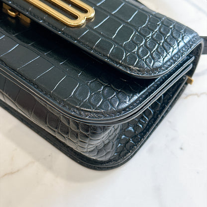 Balenciaga Gossip Small in Black Crocodile Embossed Calfskin