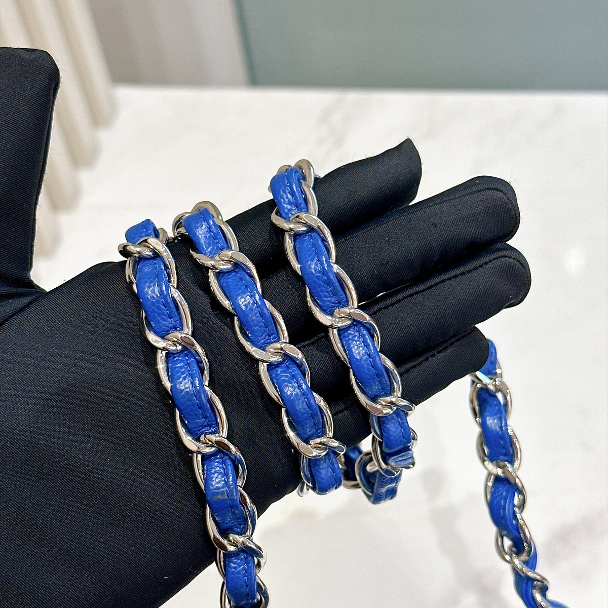 Chanel Jumbo In Blue Chevron Caviar SHW