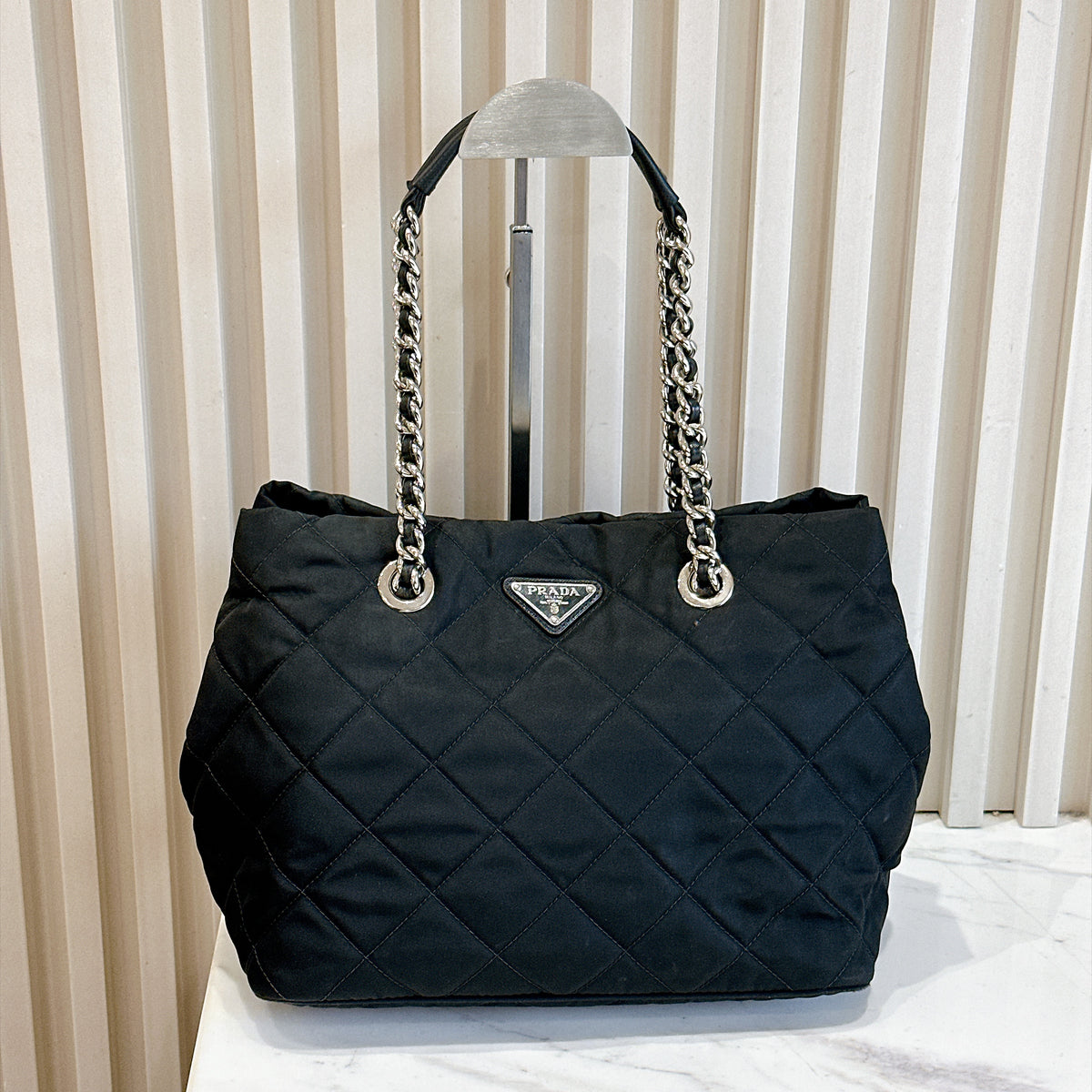 Prada Quilted Tessuto Nylon Chain Shoulder Tote